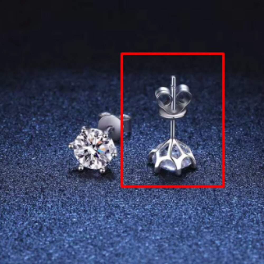 1 CTW D Color Moissanite Diamond 925 Silver Stud Earrings - Picture 2 of 10
